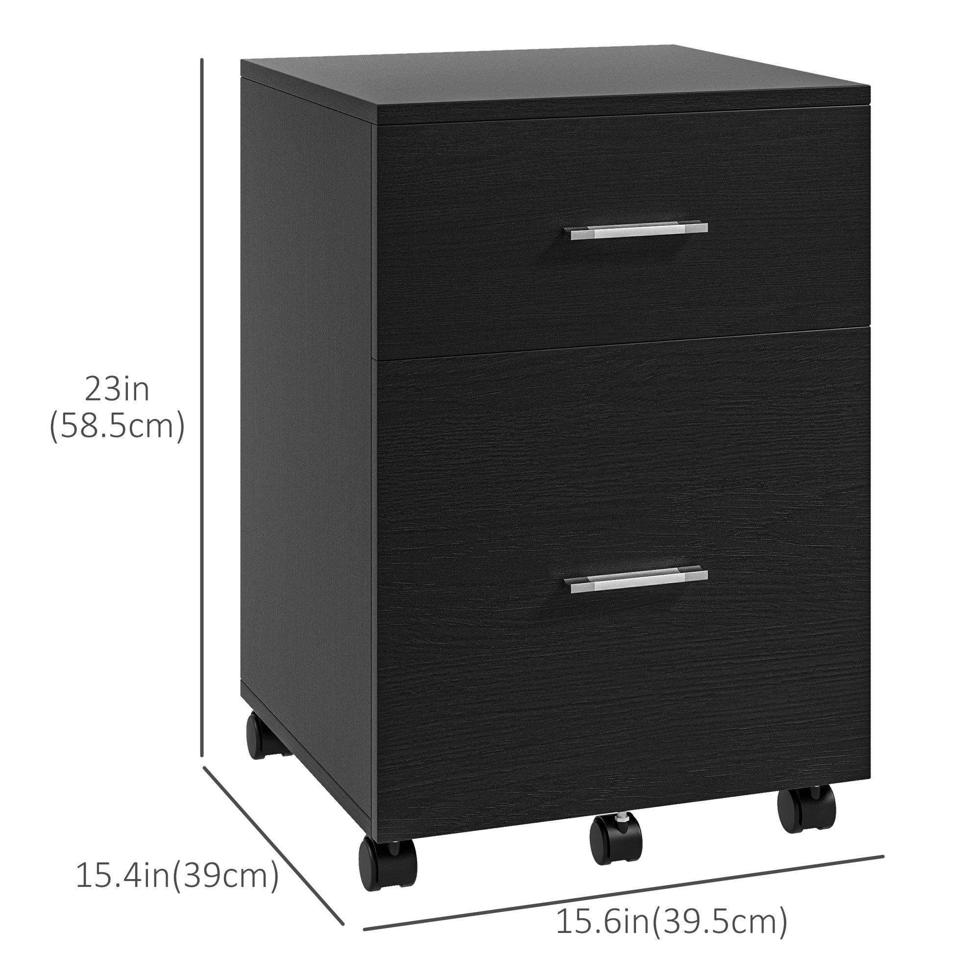 2-Drawer Mobile Vertical Filing Cabinet - Black-Office Products > Office Furniture > Office Cabinets & Cupboards-DECOROLALA