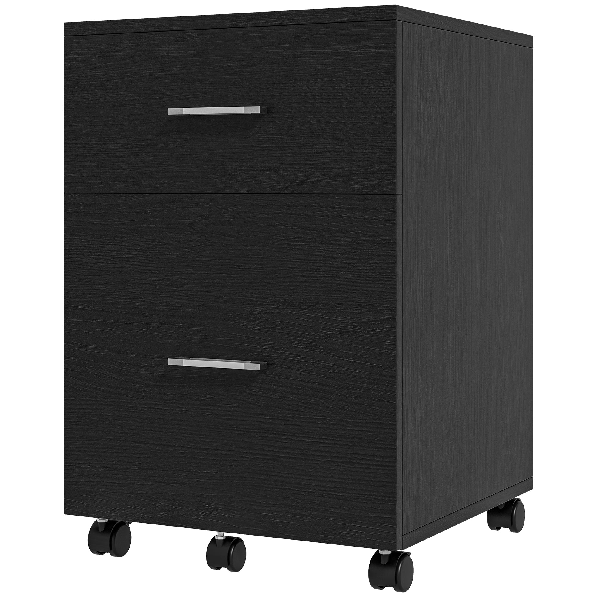 2-Drawer Mobile Vertical Filing Cabinet - Black-Office Products > Office Furniture > Office Cabinets & Cupboards-DECOROLALA