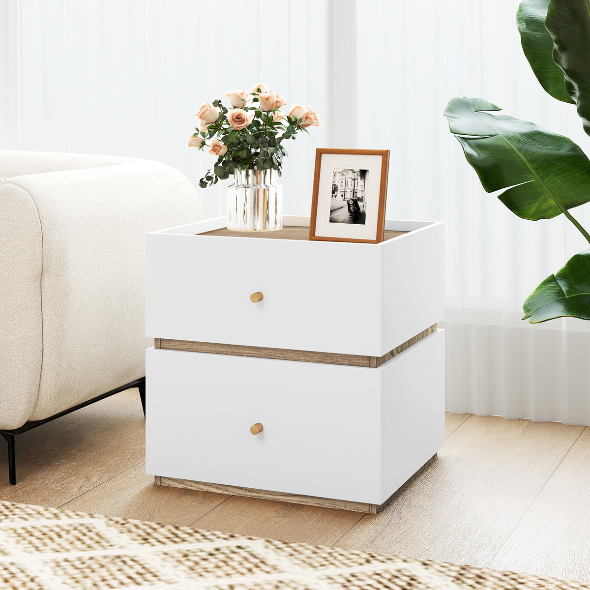 2-Drawer Modern Nightstand with Storage for Living Room Bedroom-Nightstands-DECOROLALA