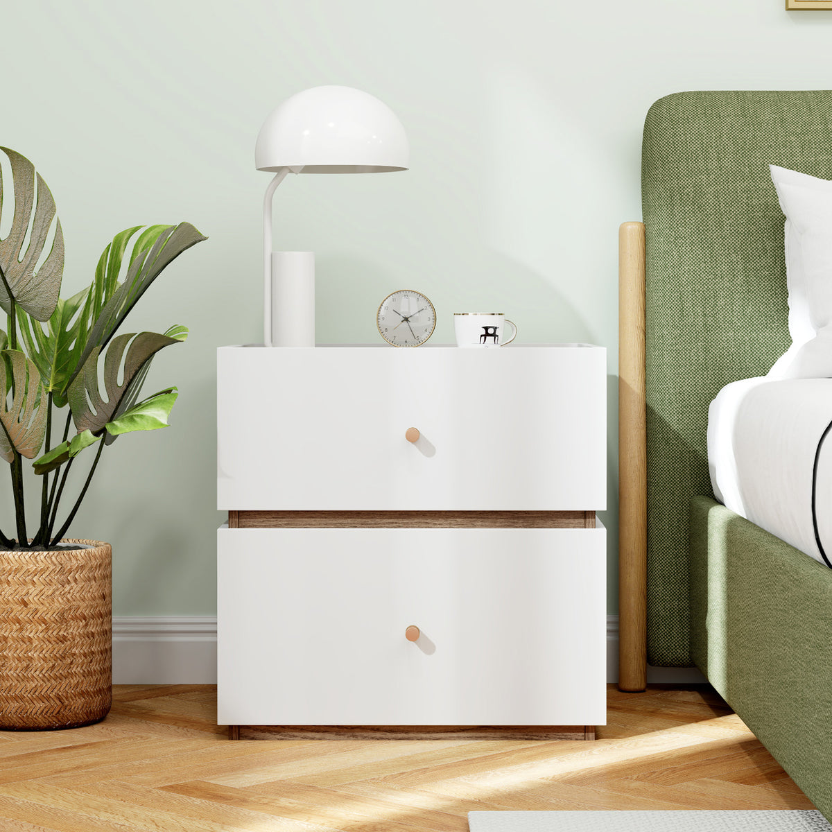 2-Drawer Modern Nightstand with Storage for Living Room Bedroom-Nightstands-DECOROLALA
