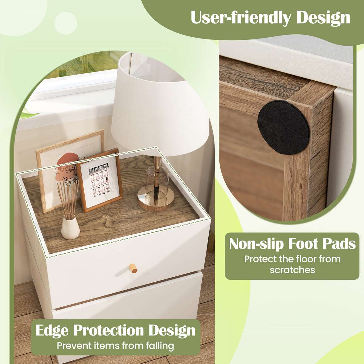 2-Drawer Modern Nightstand with Storage for Living Room Bedroom-Nightstands-DECOROLALA