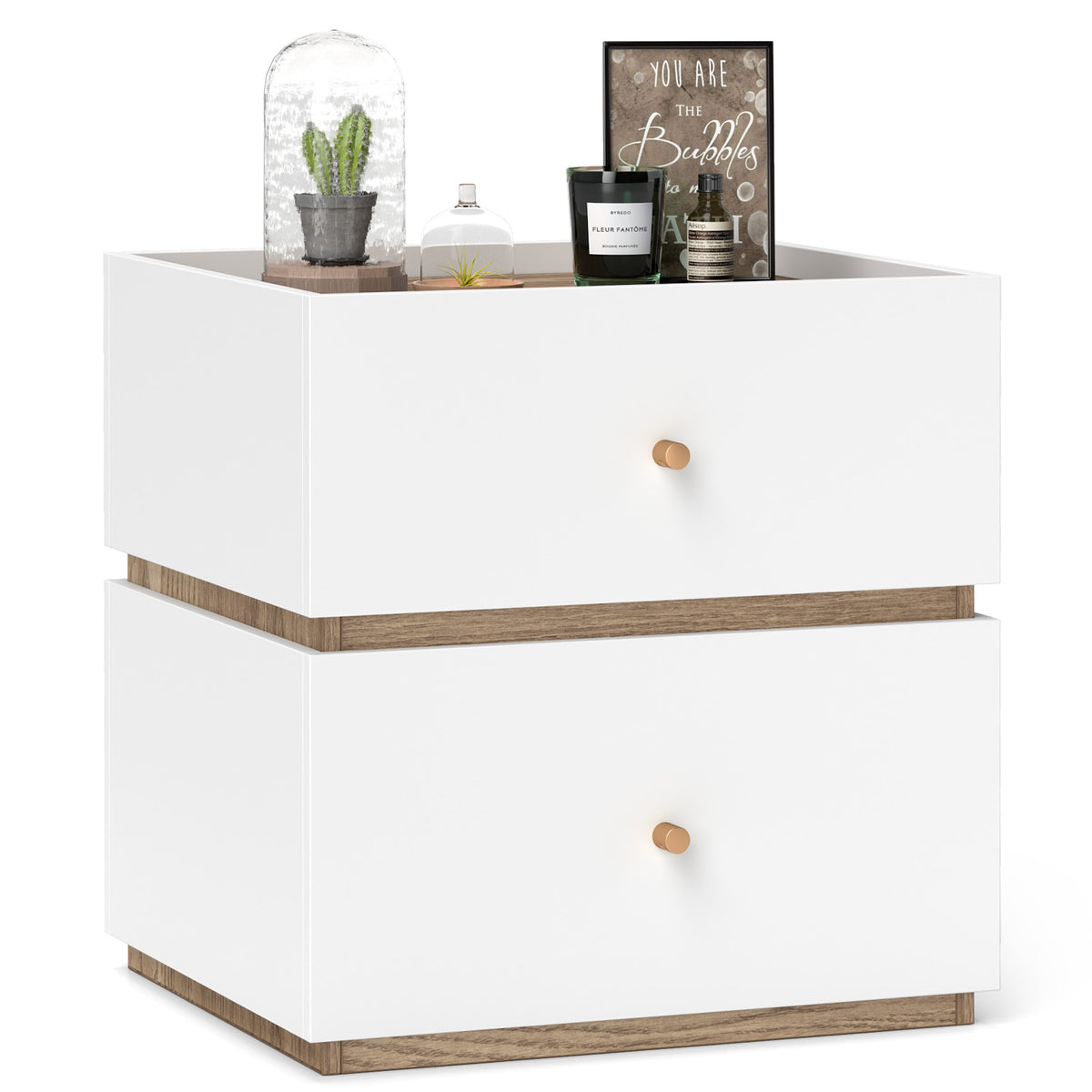 2-Drawer Modern Nightstand with Storage for Living Room Bedroom-Nightstands-DECOROLALA
