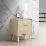 2-Drawer Nightstand Beside End Side Table with Rubber Legs-Natural-Nightstands-DECOROLALA