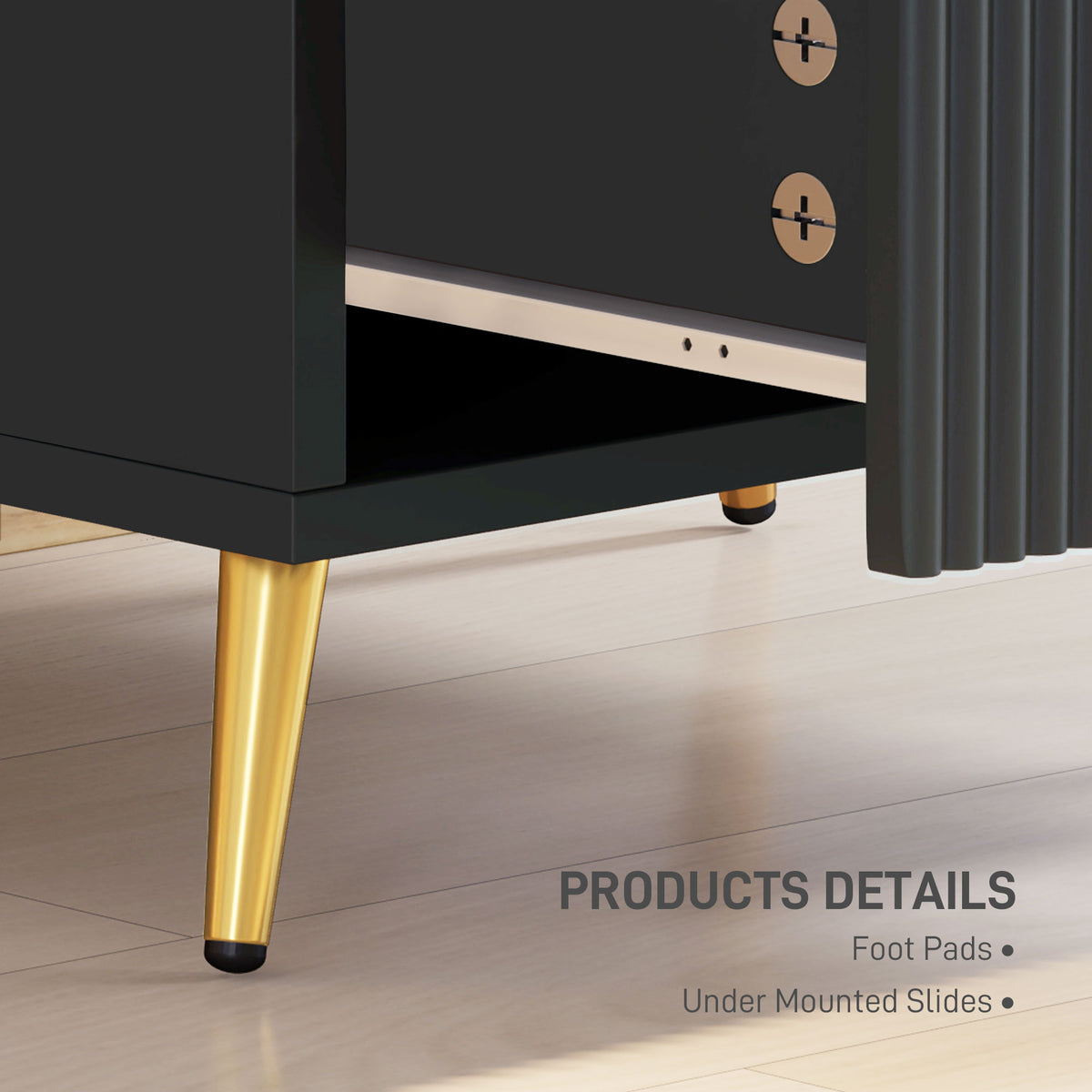 2-Drawer Nightstand - Black Bedside Table with Metal Legs-Home Furnishings > Bedroom Furniture > Bedside Tables-DECOROLALA