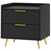 2-Drawer Nightstand - Black Bedside Table with Metal Legs-Home Furnishings > Bedroom Furniture > Bedside Tables-DECOROLALA