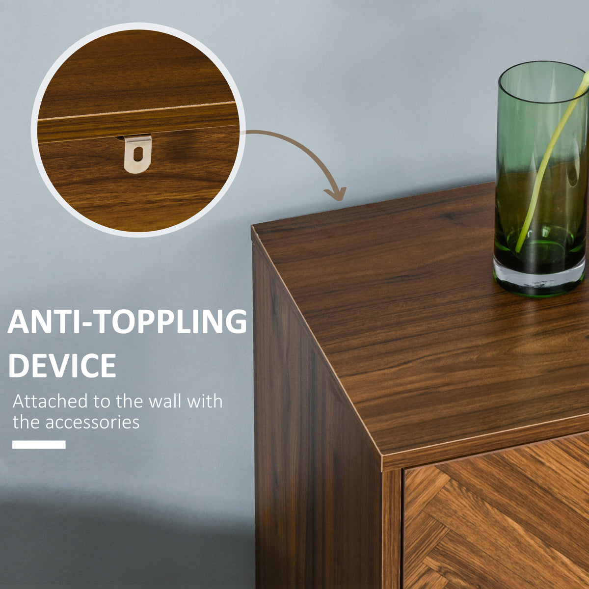 2-Drawer Nightstand - Walnut Brown Herringbone 19"W-Home Furnishings > Storage & Organization > Storage Cabinets-DECOROLALA