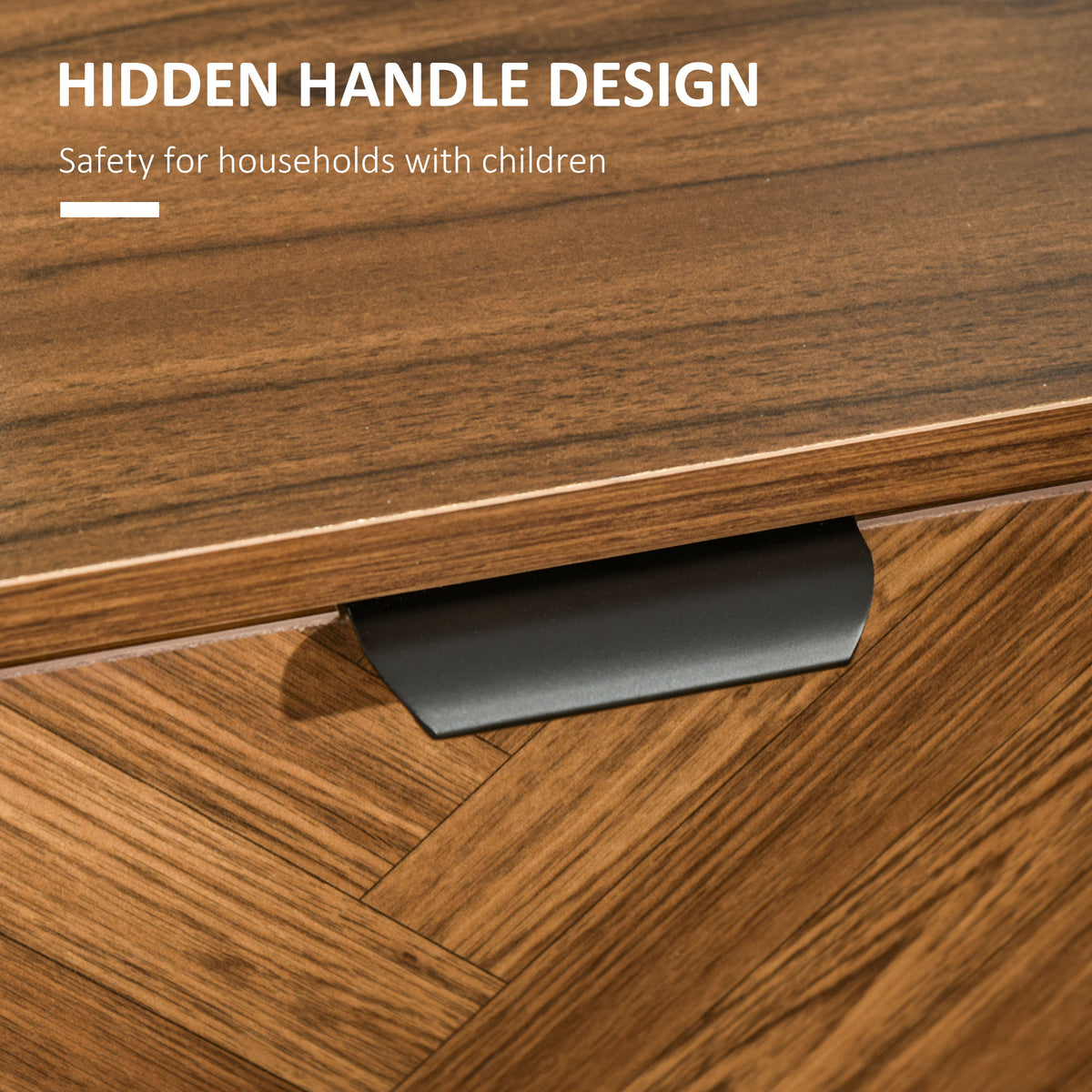 2-Drawer Nightstand - Walnut Brown Herringbone 19"W-Home Furnishings > Storage & Organization > Storage Cabinets-DECOROLALA