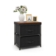 2-Drawer Nightstand with Removable Fabric Bins and Pull Handles-Black-Nightstands-DECOROLALA