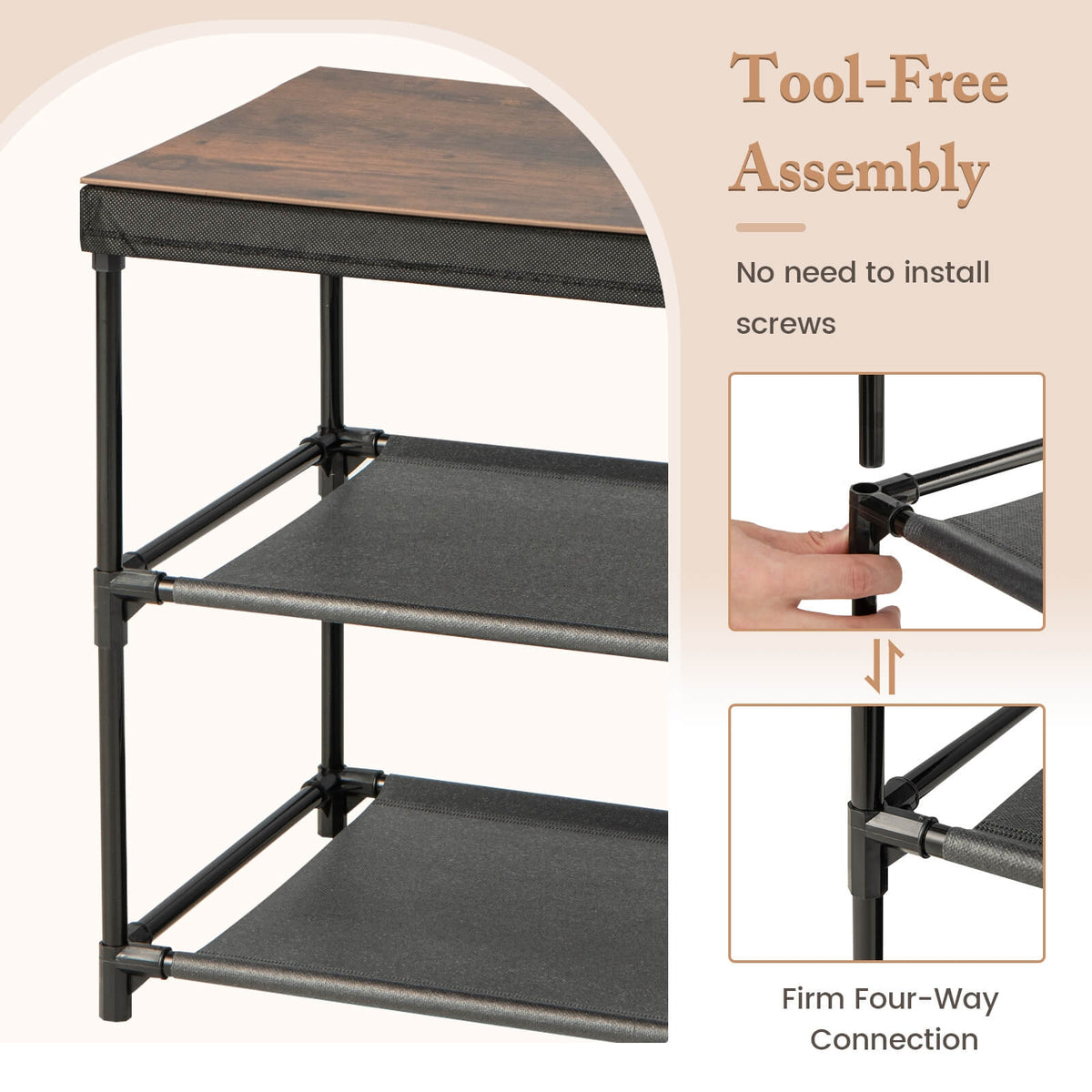 2-Drawer Nightstand with Removable Fabric Bins and Pull Handles-Black-Nightstands-DECOROLALA