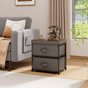 2-Drawer Nightstand with Removable Fabric Bins and Pull Handles-Gray-Nightstands-DECOROLALA