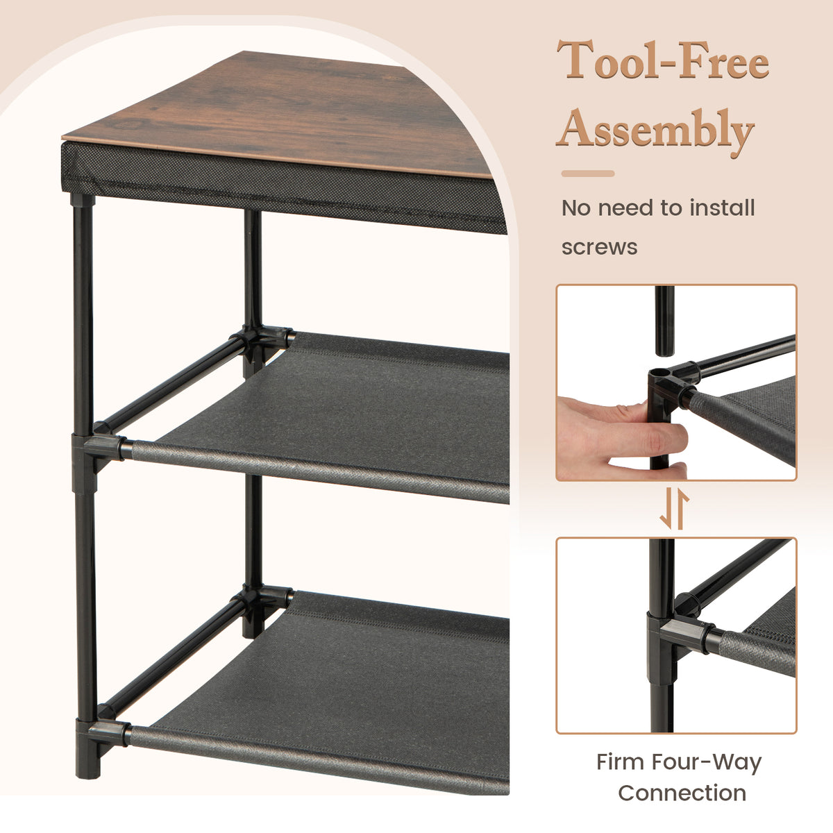 2-Drawer Nightstand with Removable Fabric Bins and Pull Handles Set of 2-Black-Nightstands-DECOROLALA