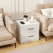 2 Drawer Nightstand with Storage for Living Room-White-Nightstands-DECOROLALA