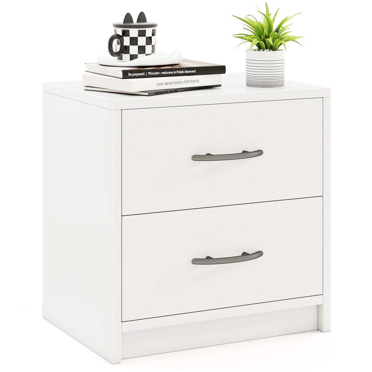 2 Drawer Nightstand with Storage for Living Room-White-Nightstands-DECOROLALA