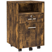 2-Drawer Rolling Filing Cabinet with Lock - Rustic Brown-Office Products > Office Furniture > Office Cabinets & Cupboards-DECOROLALA