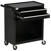 2-Drawer Rolling Steel Tool Chest Cabinet - Black-DECOROLALA