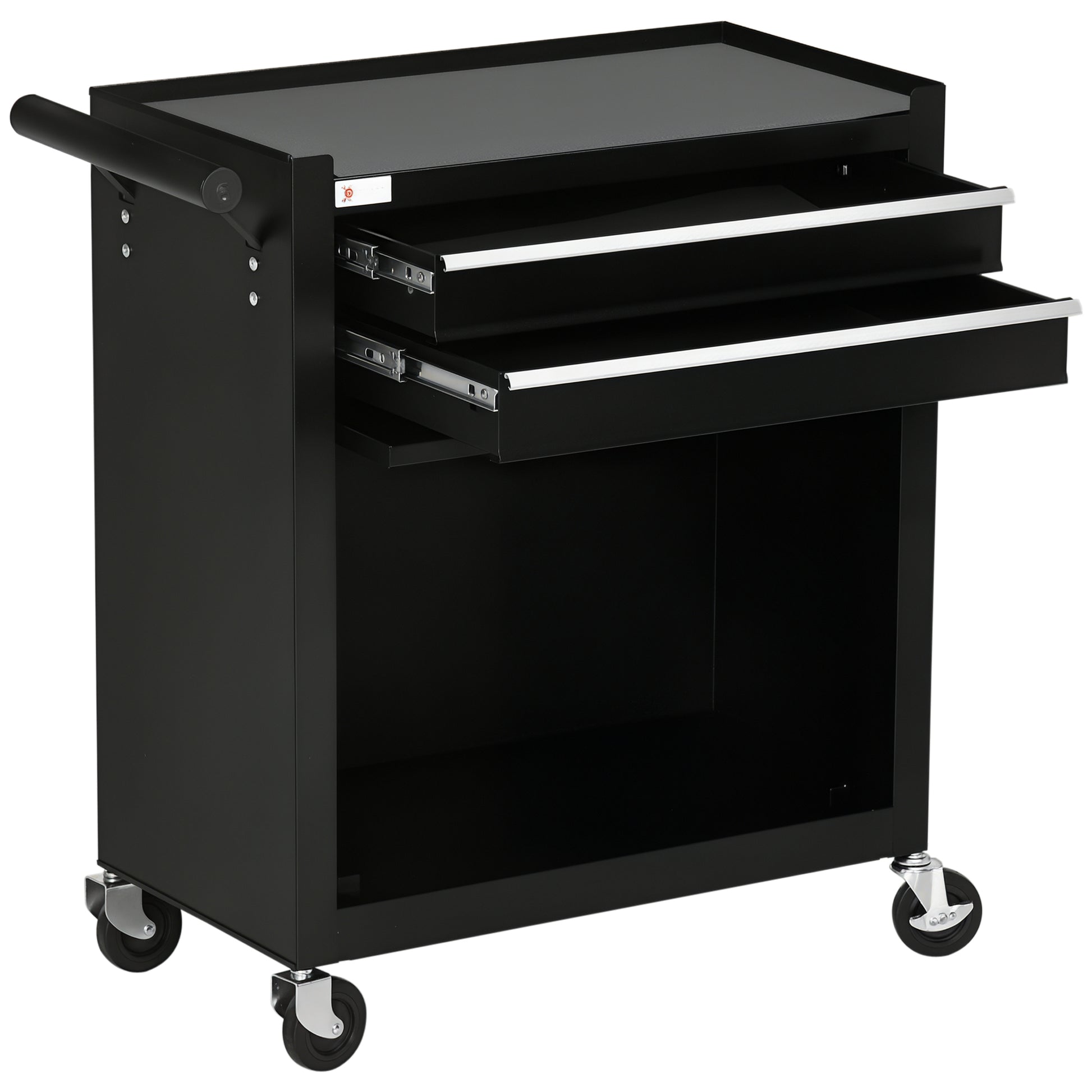 2-Drawer Rolling Steel Tool Chest Cabinet - Black-DECOROLALA