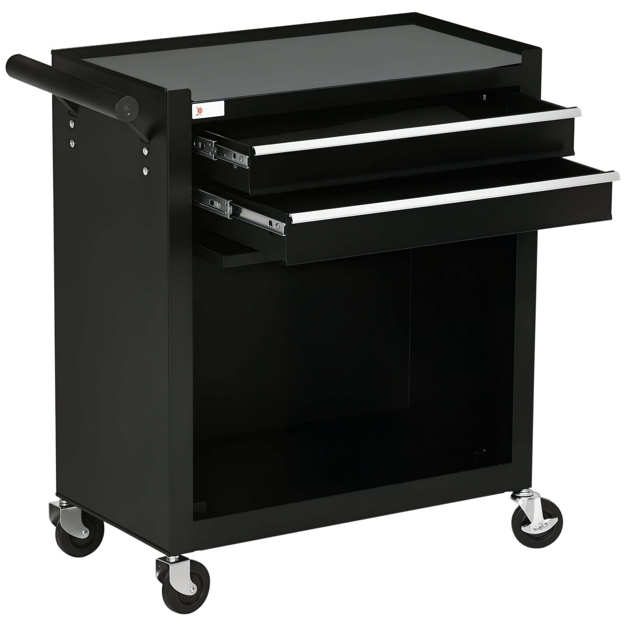 2-Drawer Rolling Steel Tool Chest Cabinet - Black-DECOROLALA