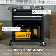 2-Drawer Rolling Steel Tool Chest Cabinet - Black-DECOROLALA