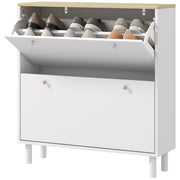 2-Drawer Shoe Storage Cabinet - White 16-Pair Slim Design-Home Furnishings > Storage & Organization > Shoe Storage Cabinets & Racks-DECOROLALA
