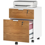 2 Drawer Small Filing Cabinet Lockable Office Storage Cabinet with Hanging Bars for A4 Legal Letter White Nature Wood-Office Products > Office Furniture > Office Cabinets & Cupboards-DECOROLALA