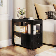 2-Drawer Sofa Side Table with Shelves for Living Room-Black-End & Side Tables-DECOROLALA