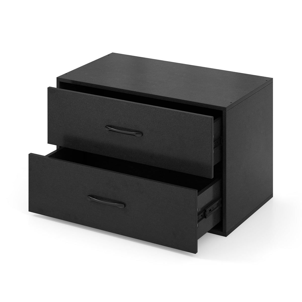 2-Drawer Stackable Horizontal Storage Cabinet Dresser Chest with Handles-Black-Dressers & Chests-DECOROLALA
