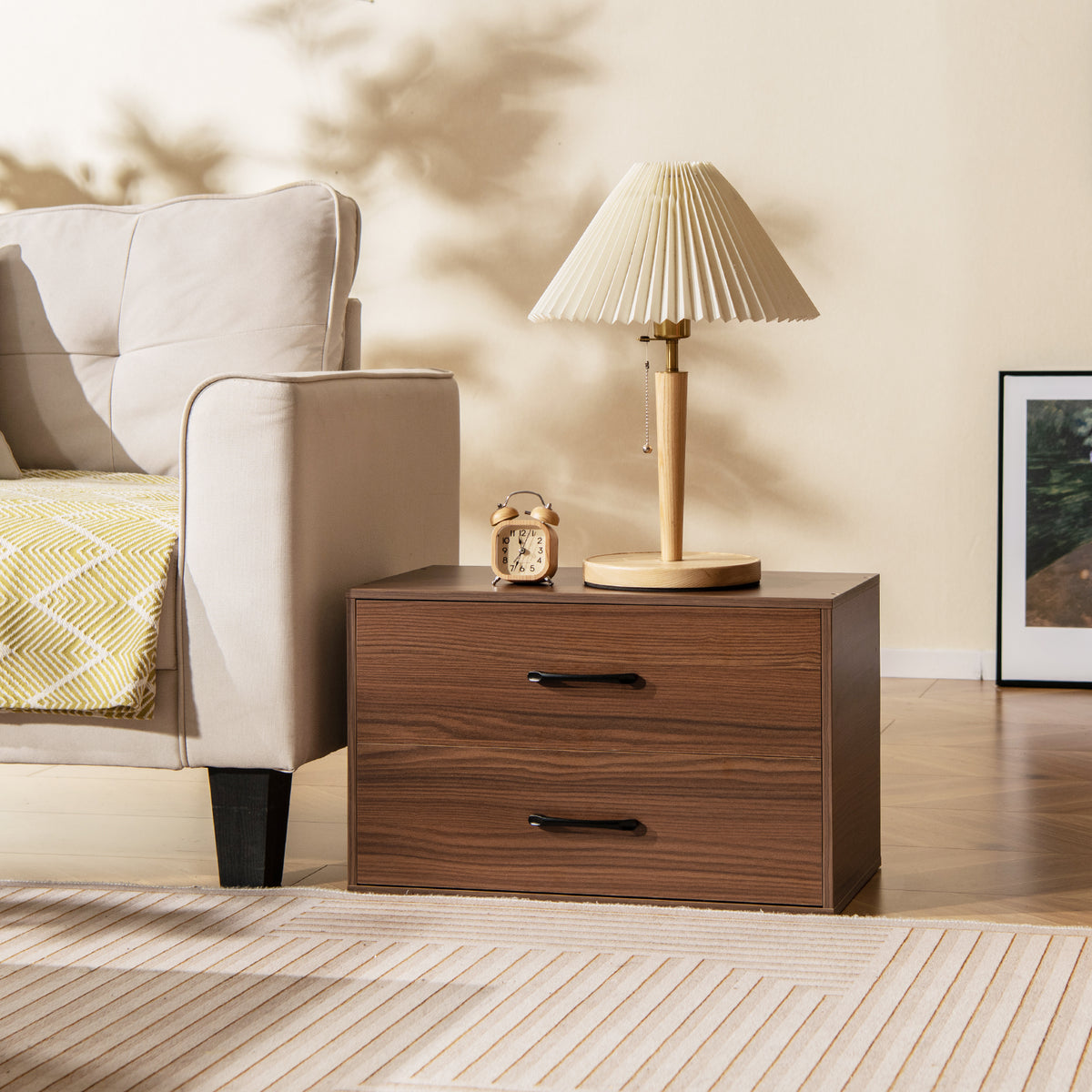 2-Drawer Stackable Storage Cabinet - Dark Brown-Dressers & Chests-DECOROLALA
