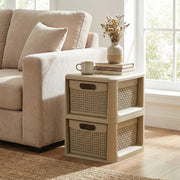 2-Drawer Storage Organizer with Wicker Patterns-Brown-Dressers & Chests-DECOROLALA