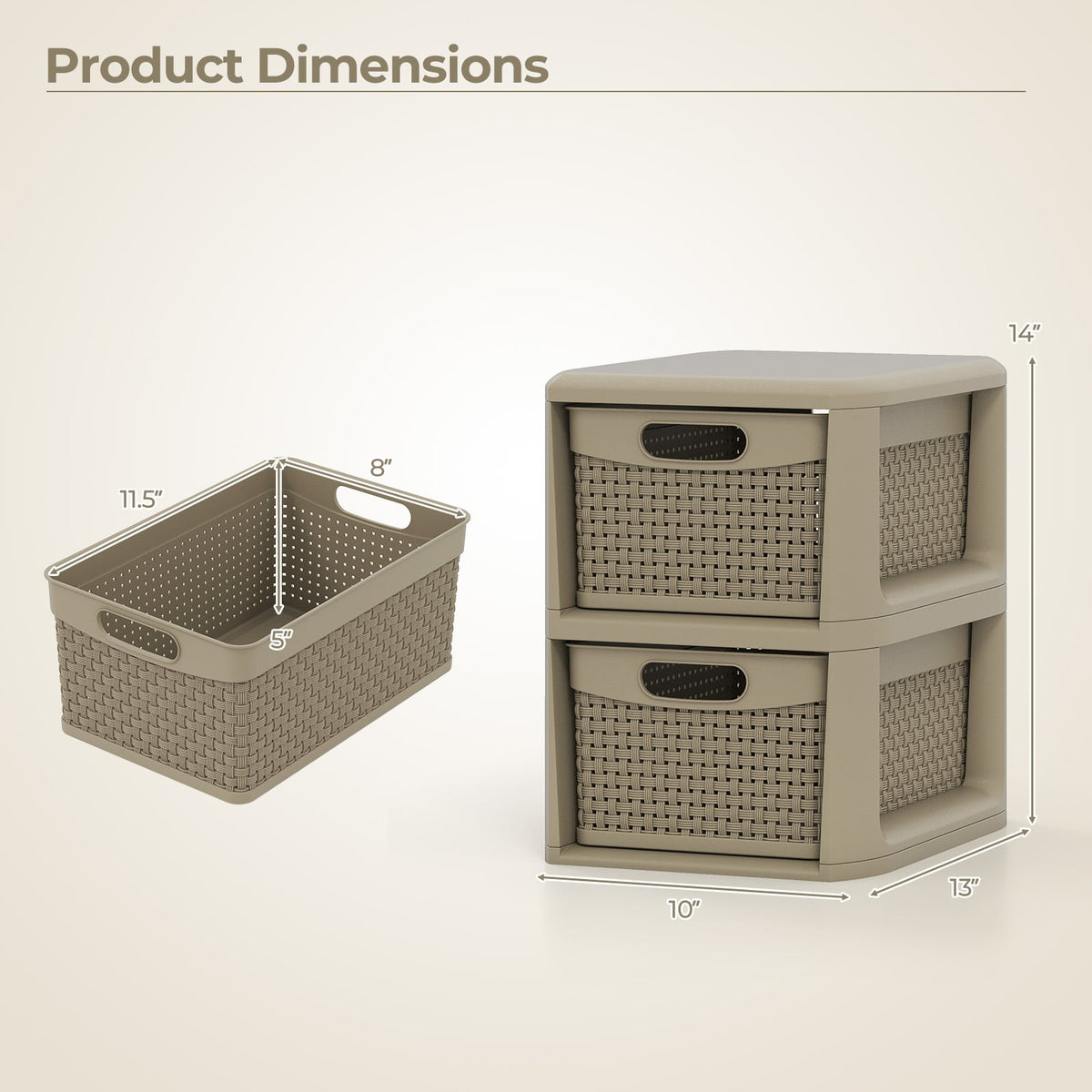 2-Drawer Storage Organizer with Wicker Patterns-Brown-Dressers & Chests-DECOROLALA