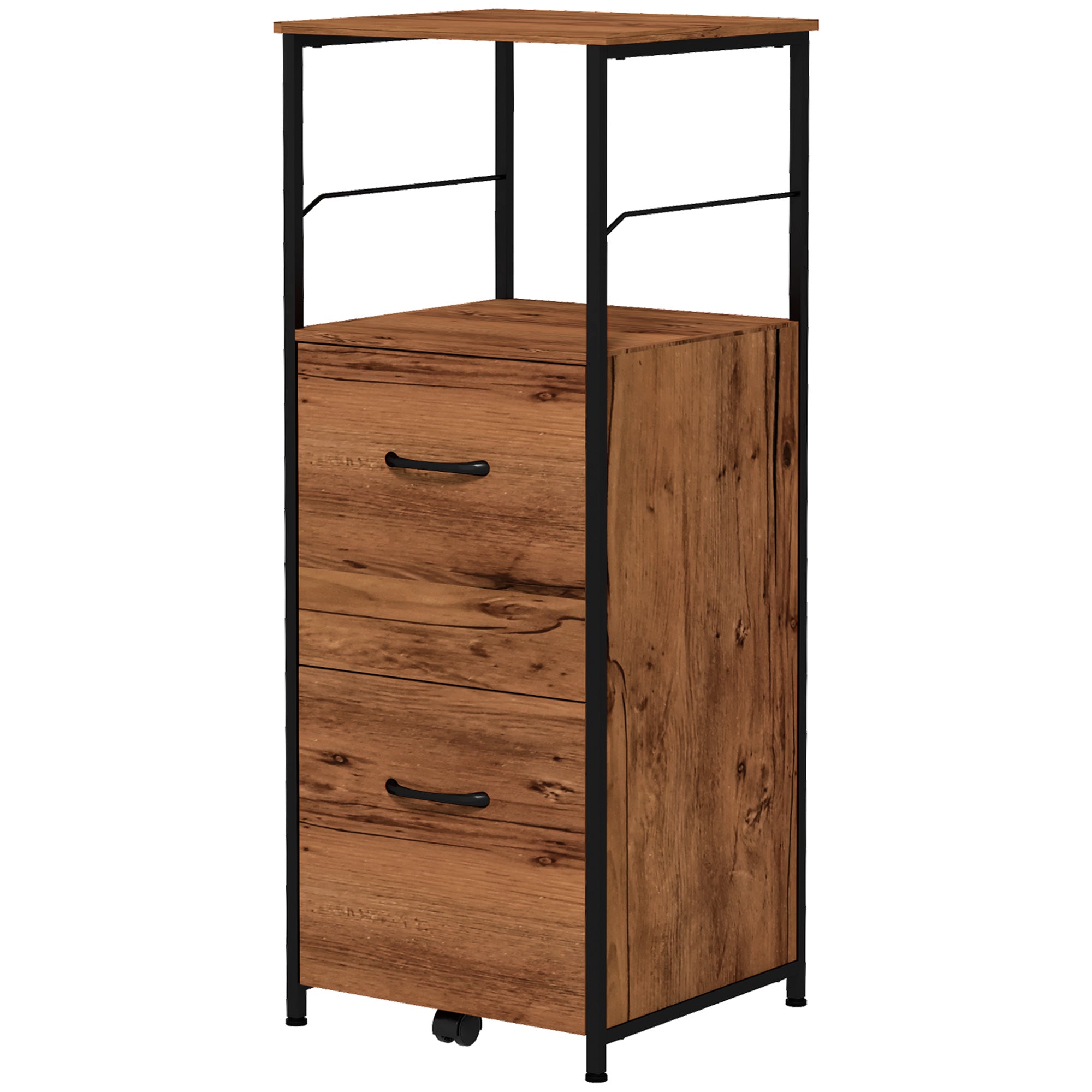 2-Drawer Vertical Filing Cabinet - Rustic Brown Industrial-Office Products > Office Furniture > Office Cabinets & Cupboards-DECOROLALA