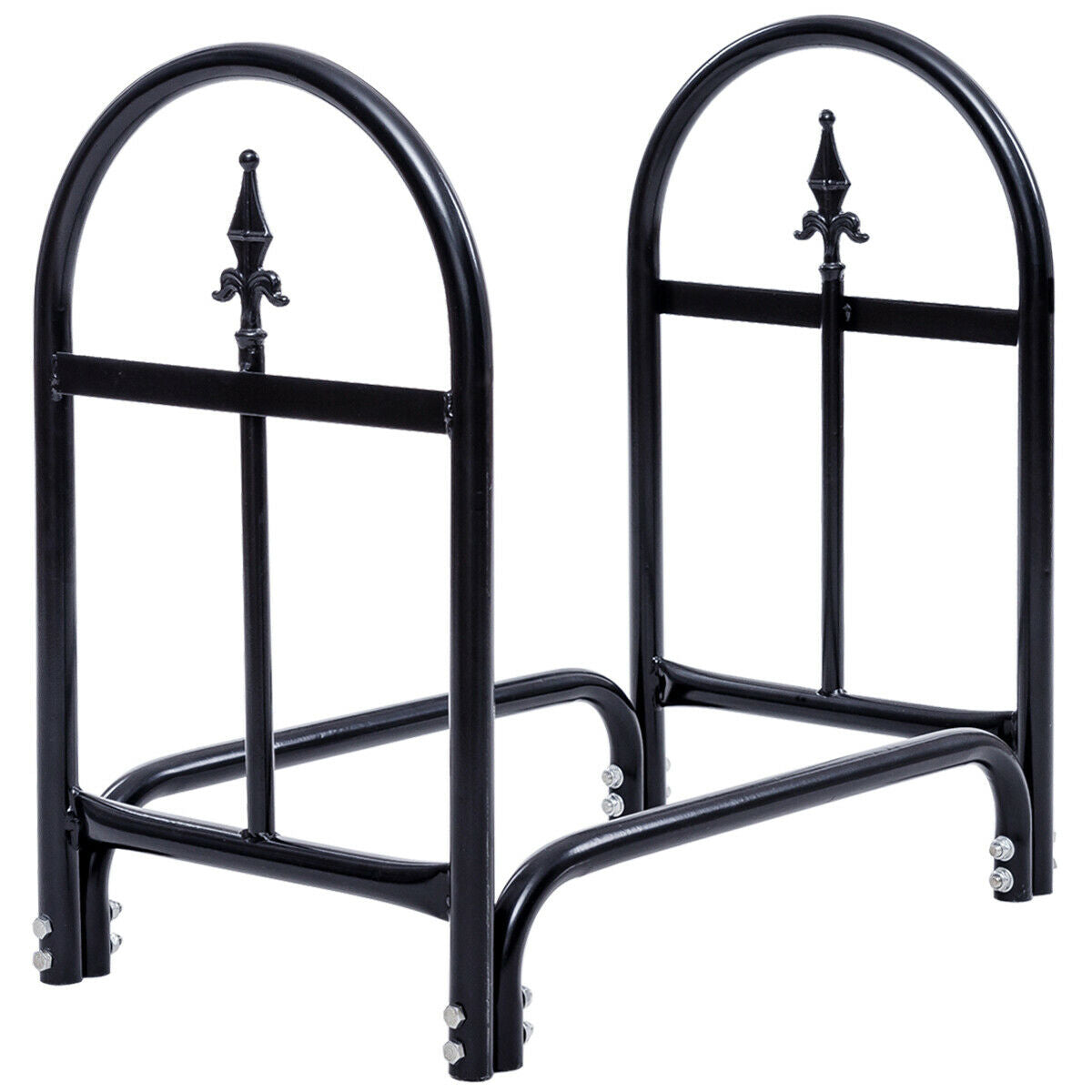 2 Feet Outdoor Heavy Duty Steel Firewood Storage Holder-Log Racks & Carriers-DECOROLALA