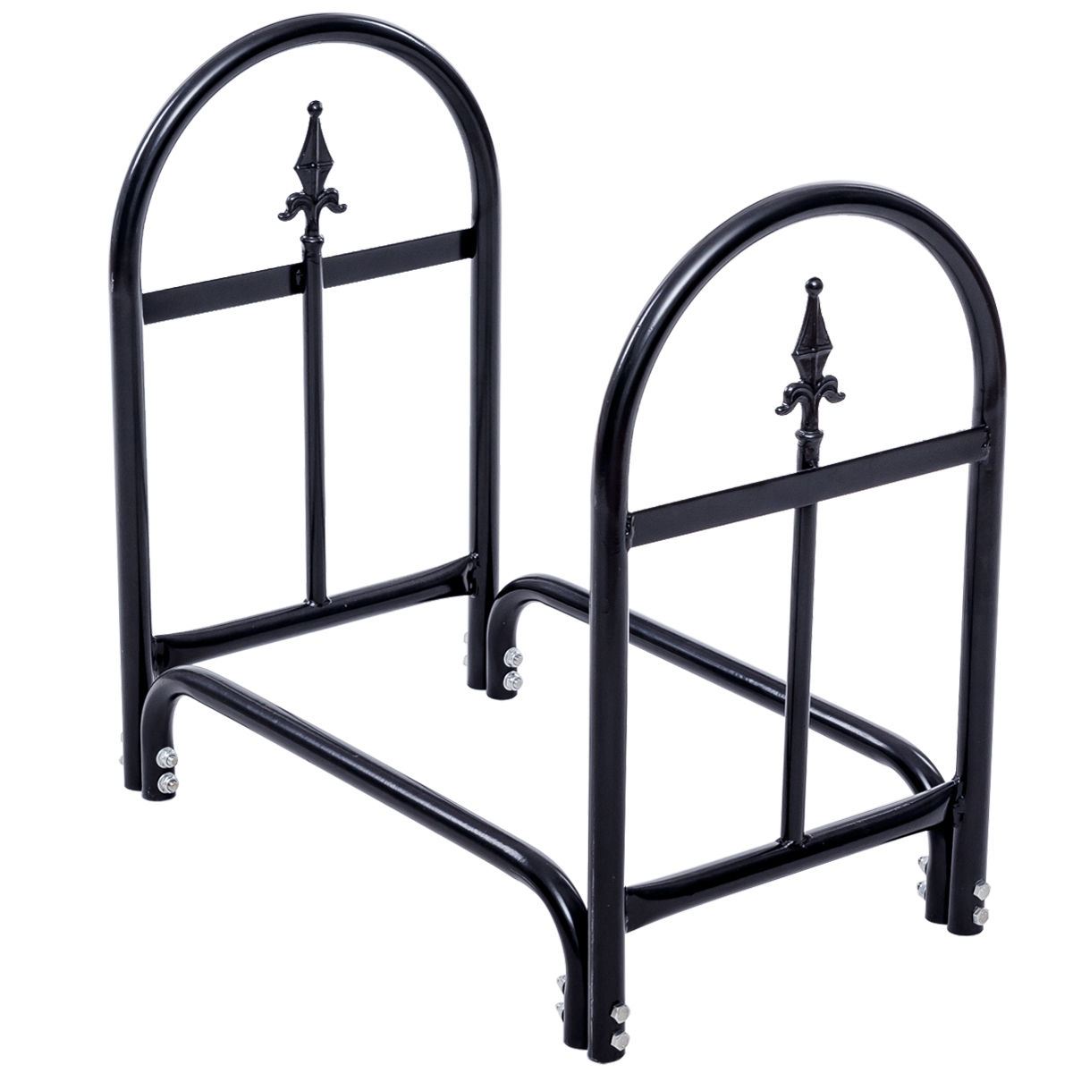 2 Feet Outdoor Heavy Duty Steel Firewood Storage Holder-Log Racks & Carriers-DECOROLALA