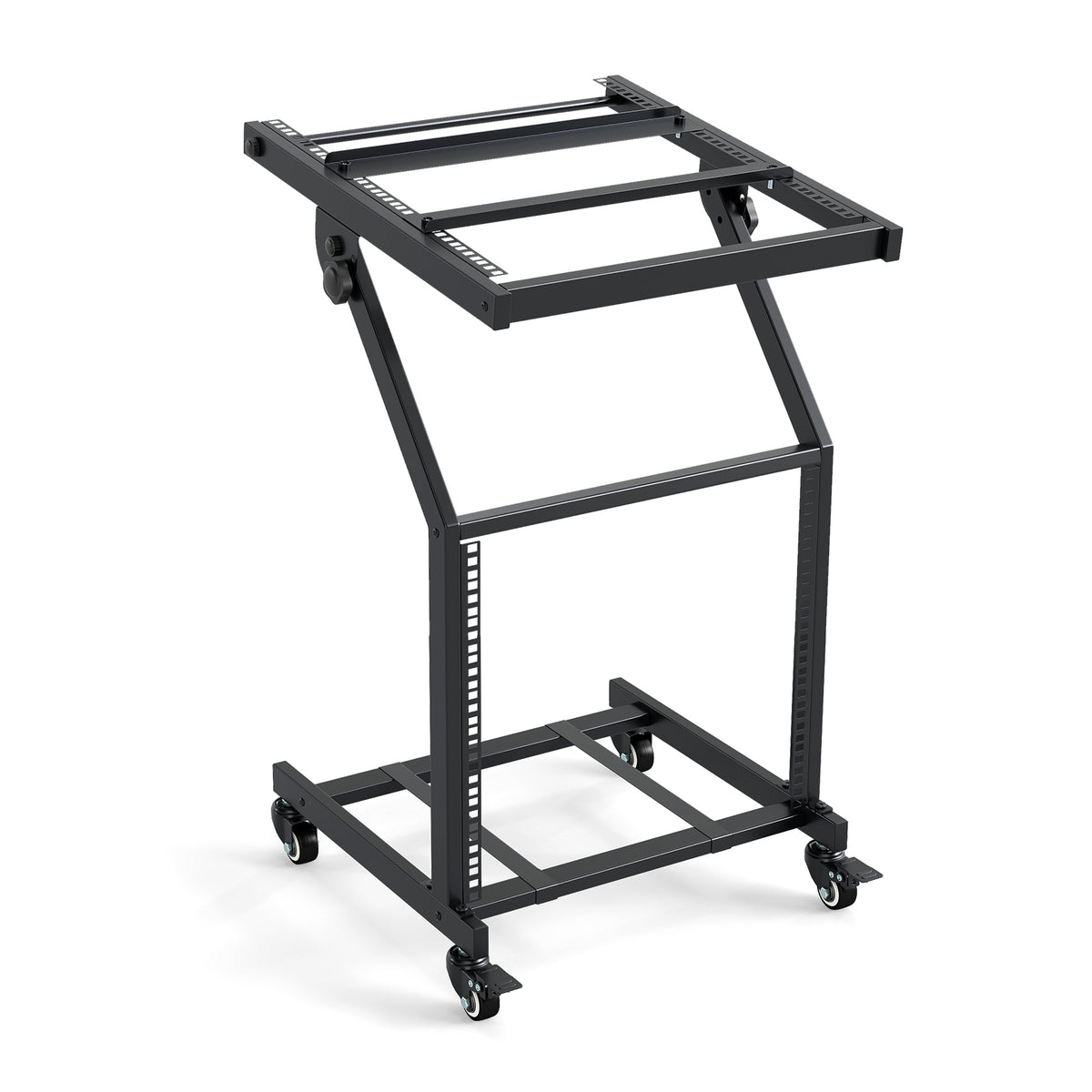 2-Layer Rolling 9U DJ Mixer Stand - Black Metal Audio Rack-Musical Instruments-DECOROLALA