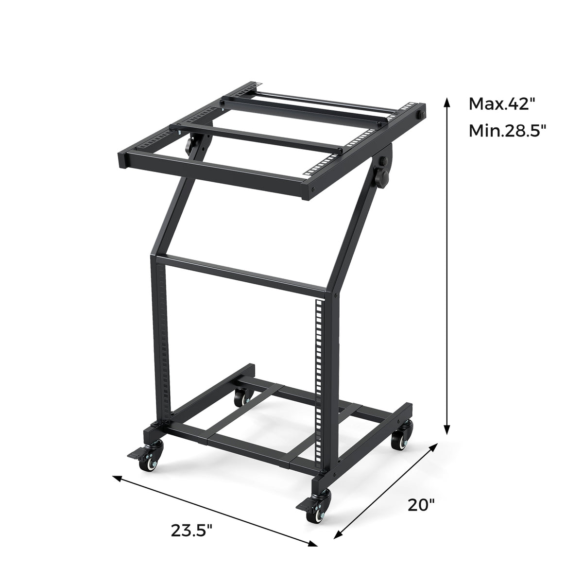 2-Layer Rolling 9U DJ Mixer Stand - Black Metal Audio Rack-Musical Instruments-DECOROLALA