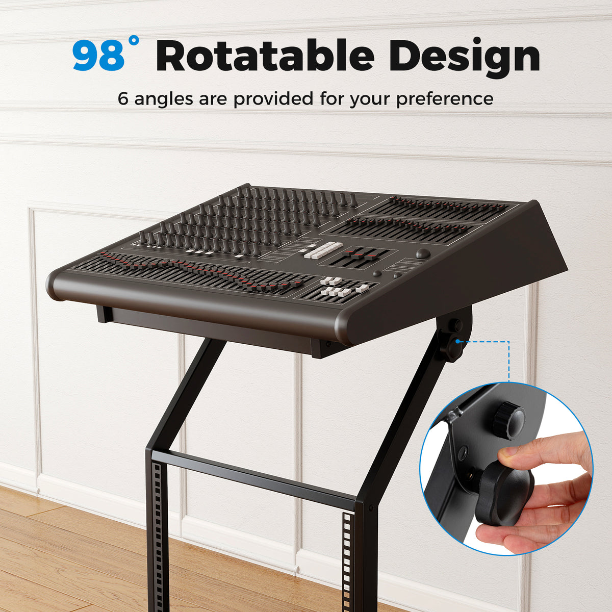 2-Layer Rolling 9U DJ Mixer Stand - Black Metal Audio Rack-Musical Instruments-DECOROLALA