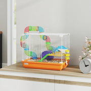2-Level Hamster Cage with Tunnel & Exercise Wheel - 18" Orange-Small Animals-DECOROLALA