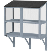 2-Level Wall-Mounted Outdoor Catio - Grey 39.4" L-DECOROLALA