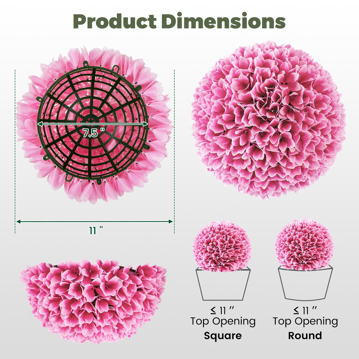 2 PCS Artificial Plant Topiary Balls Faux Boxwood Decorative Balls-Pink-Artificial Plants-DECOROLALA