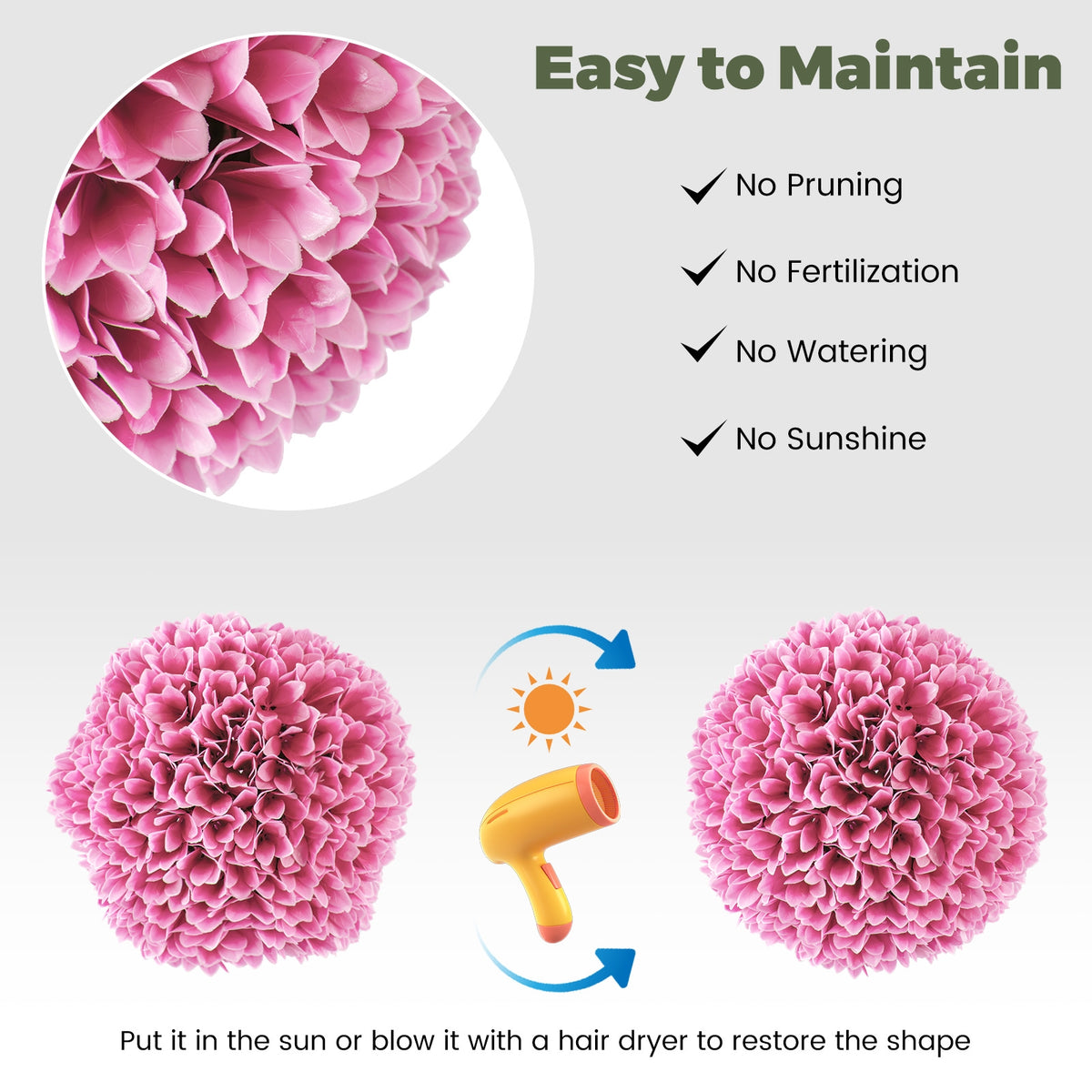 2 PCS Artificial Plant Topiary Balls Faux Boxwood Decorative Balls-Pink-Artificial Plants-DECOROLALA
