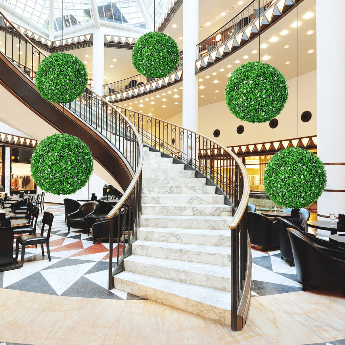 2 PCS Holly Artificial Topiary Balls 19.5 Inch Faux Boxwood Balls-Artificial Plants-DECOROLALA