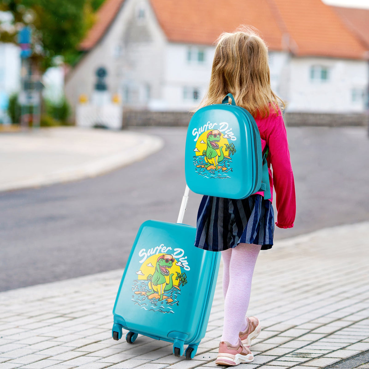 2 PCS Kid Luggage Set With Spinner Wheels for Children Boys Girls-Blue-Kids Suitcases-DECOROLALA