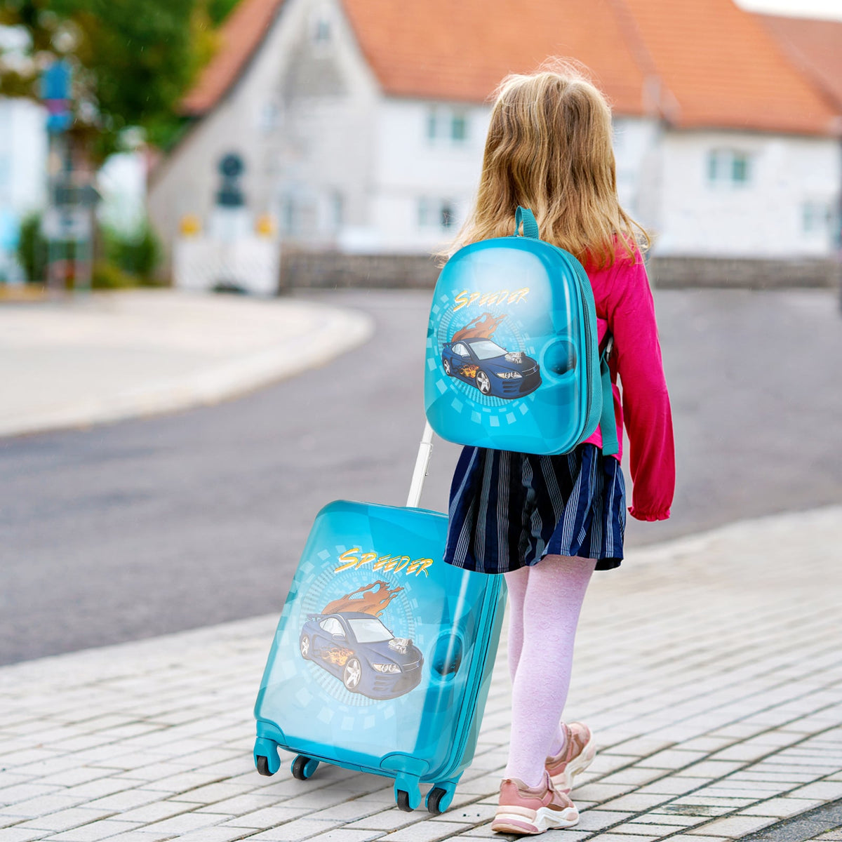 2 PCS Kid Luggage Set With Spinner Wheels for Children Boys Girls-Navy-Kids Suitcases-DECOROLALA