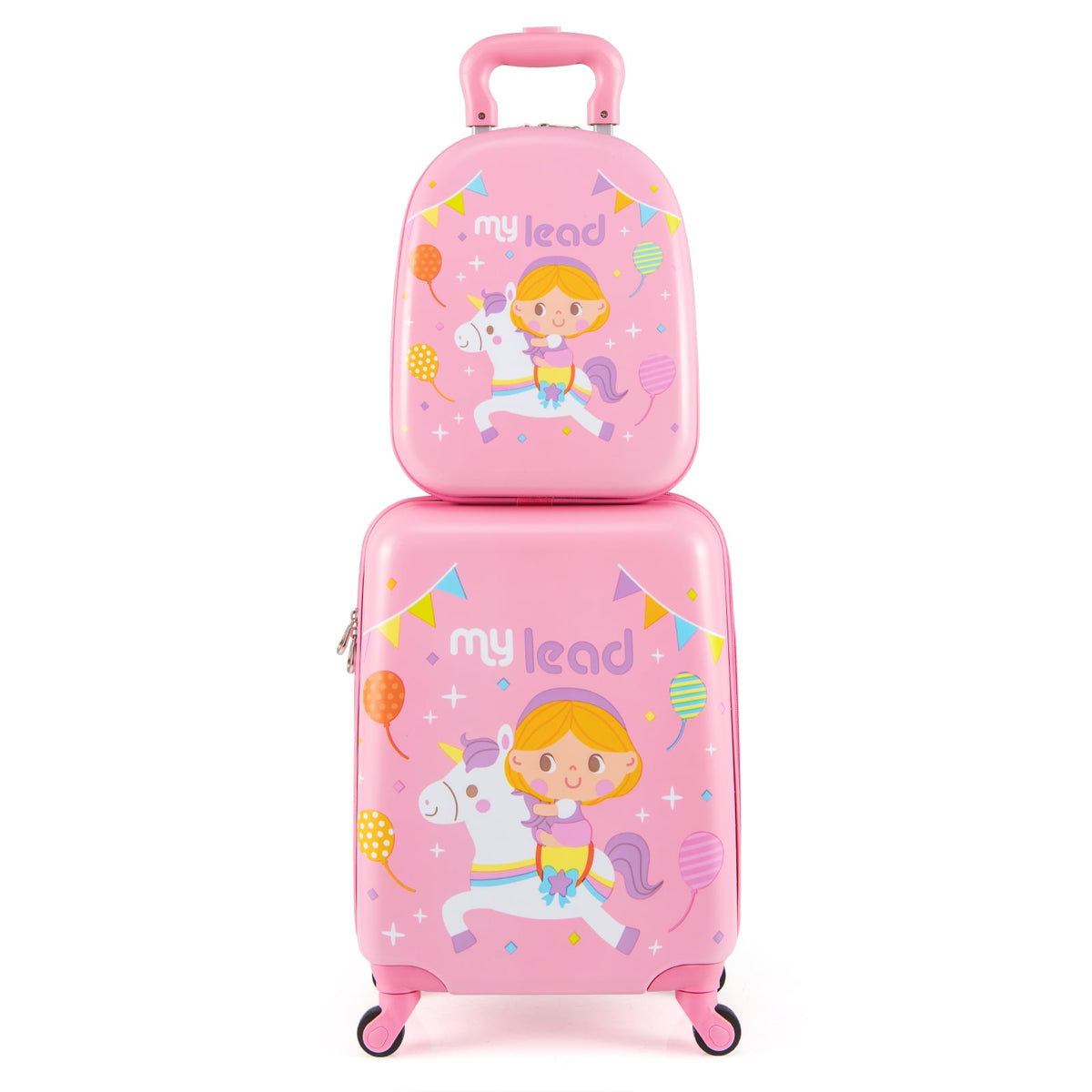 2 PCS Kid Luggage Set With Spinner Wheels for Children Boys Girls-Pink-Kids Suitcases-DECOROLALA