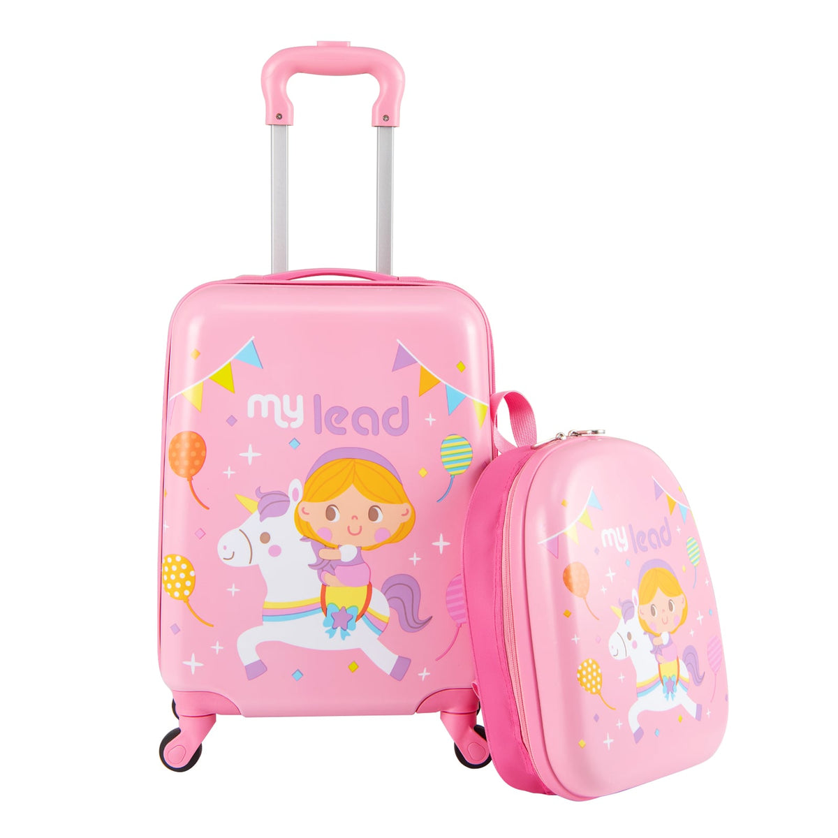 2 PCS Kid Luggage Set With Spinner Wheels for Children Boys Girls-Pink-Kids Suitcases-DECOROLALA