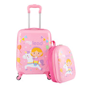 2 PCS Kid Luggage Set With Spinner Wheels for Children Boys Girls-Pink-Kids Suitcases-DECOROLALA