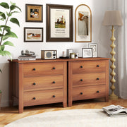 2-Pack 3 Drawer Dresser Chest Walnut (min order qty 2)-Dressers & Chests-DECOROLALA