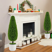 2 Pack 3 Feet Artificial Cedar Teardrop Shaped Bush with Plastic Nursery Pot-Green-Artificial Plants-DECOROLALA