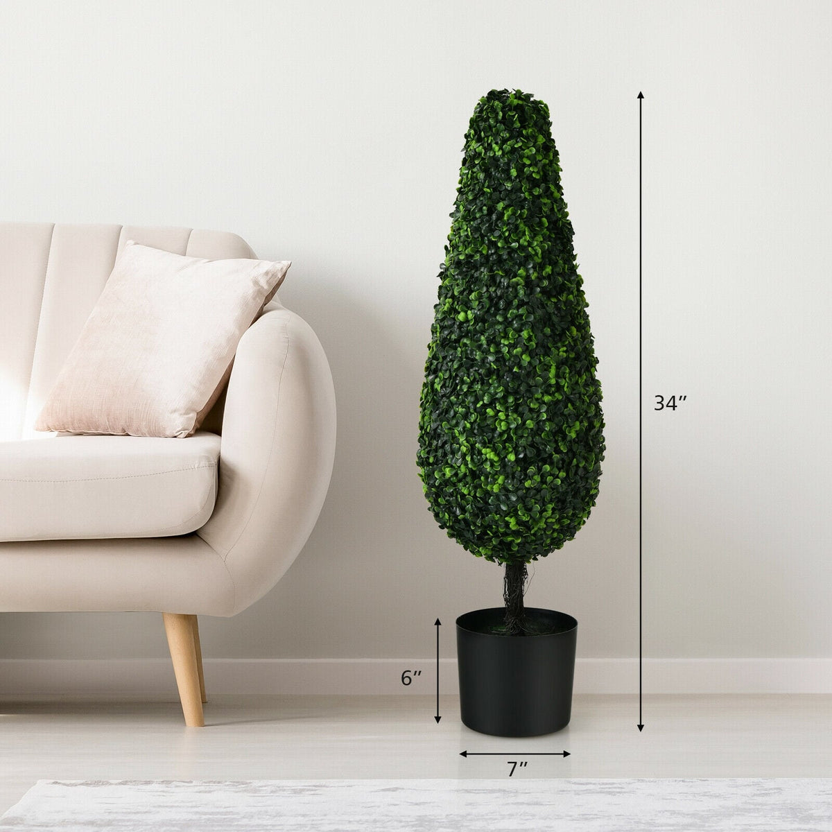2 Pack 3 Feet Artificial Tower UV Resistant Indoor Outdoor Topiary Tree-Artificial Plants-DECOROLALA