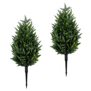 2 Pack 3 ft Artificial Cypress Topiary Trees with Ground Spikes for Indoor Outdoor-Artificial Plants-DECOROLALA