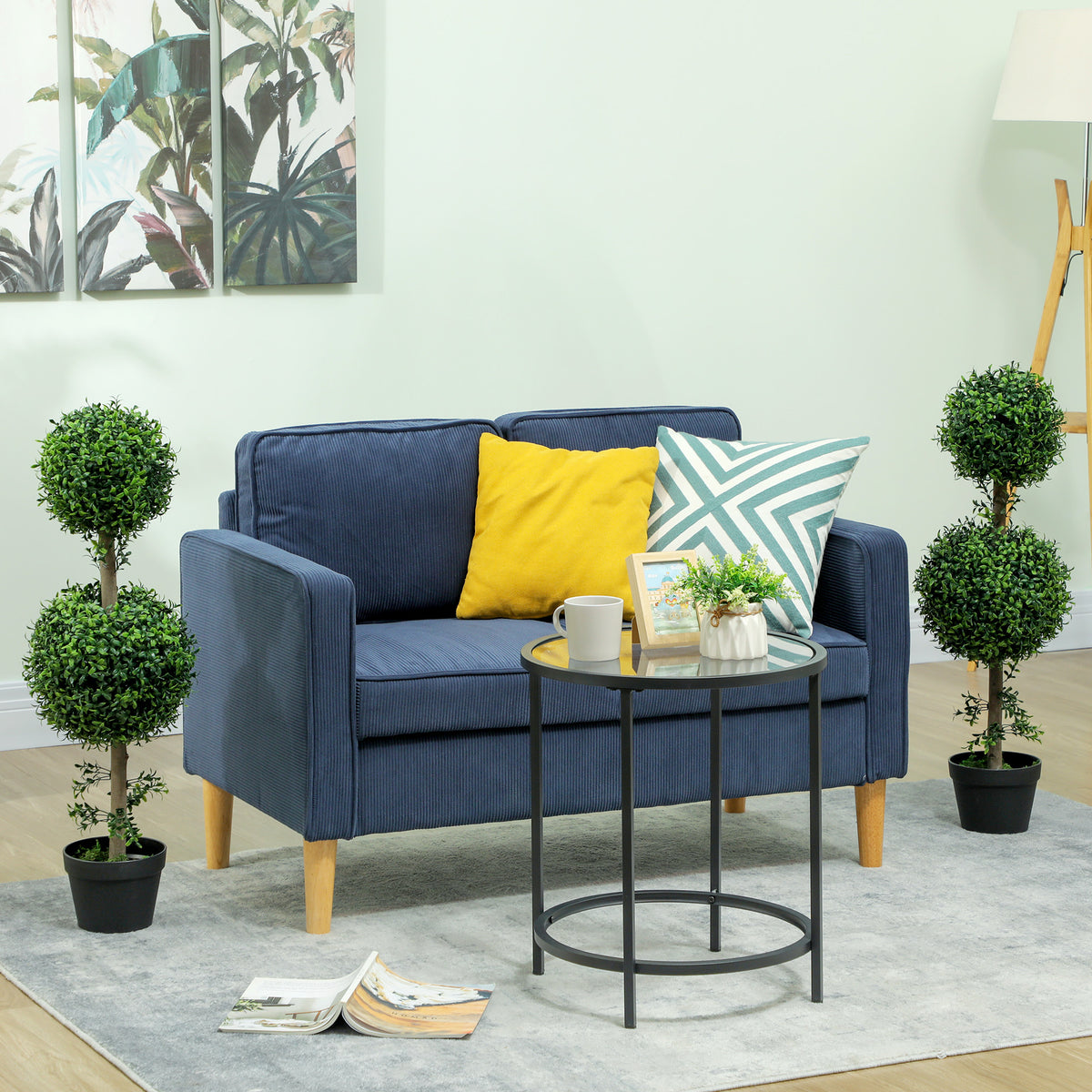 2 Pack 36.1" Artificial Trees, Boxwood Topiary Ball Trees with Pot for Indoor, Outdoor, Home Office, Living Room, Green-Artificial Trees-DECOROLALA
